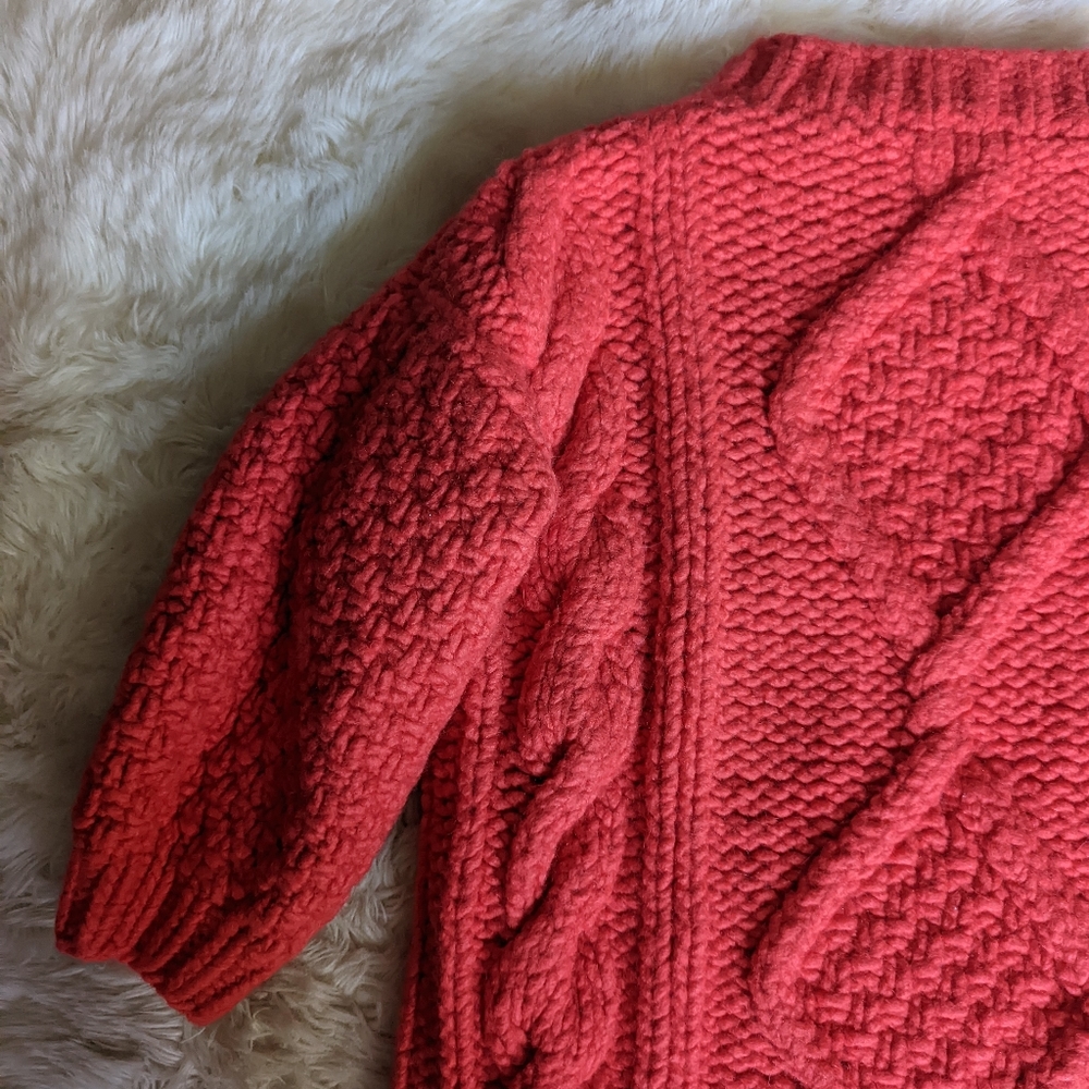 I Love Mr. Mittens Diamond Oversized Cable Knit Wool Sweater in Red - Picture 13 of 16